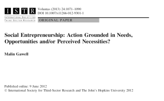 Social Entrepreneurship: Action Grounded in Needs; Malin Gawell